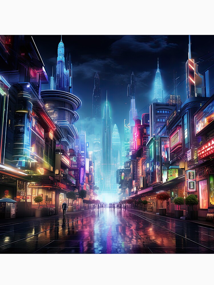 Thumbnail 7 of 7, Classic T-Shirt, Neon Futuristic Tokyo designed and sold by garretbohl.