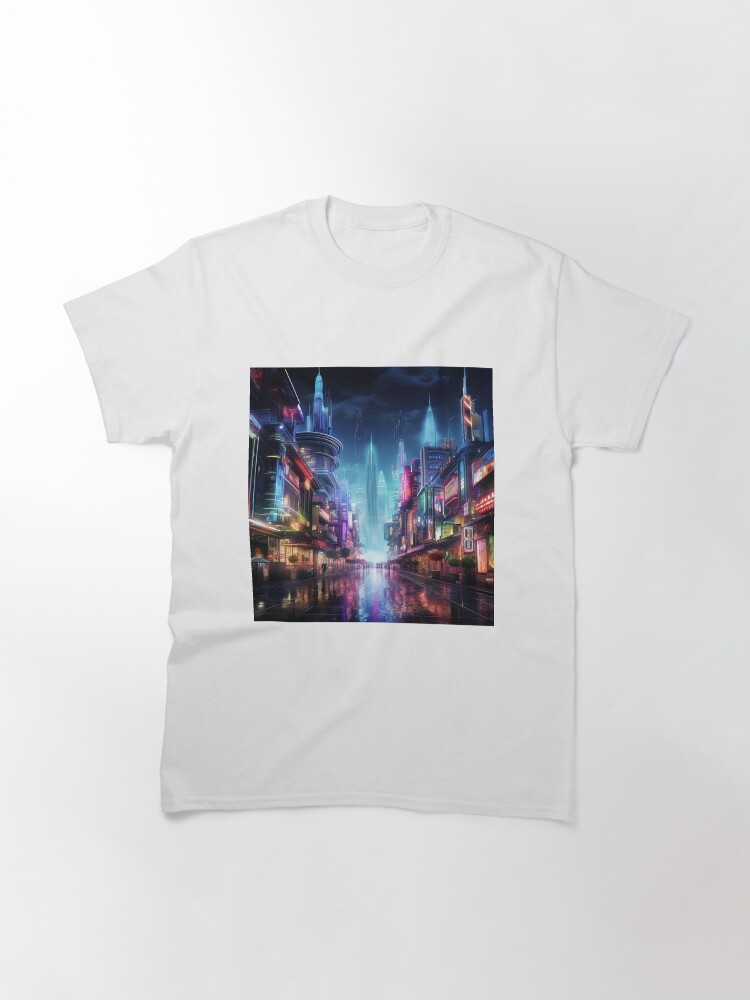 Thumbnail 3 of 7, Classic T-Shirt, Neon Futuristic Tokyo designed and sold by garretbohl.