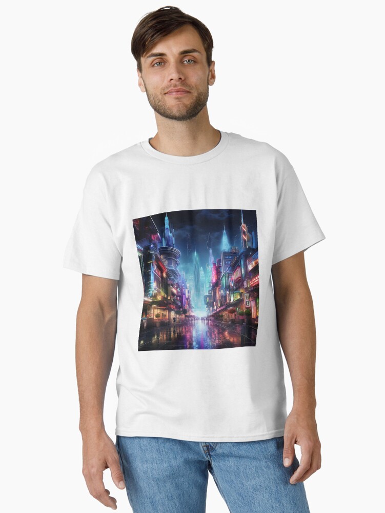Thumbnail 1 of 7, Classic T-Shirt, Neon Futuristic Tokyo designed and sold by garretbohl.