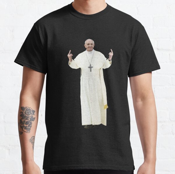 High Resolution Standing Bird Flipping Pope Francis Classic T-Shirt