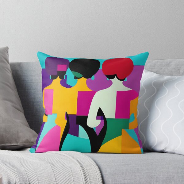 Item preview, Three vibrant retro style vintage abstract models standing from behind designed and sold by mahercara.