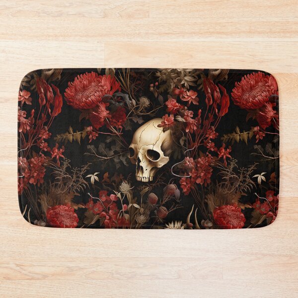 Item preview, Bones in Red Garden Dark Gothic Floral Pattern designed and sold by 20th-eclipse.