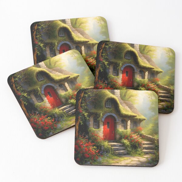 Item preview, Red door fantasy elven cottage 1 designed and sold by Red Witch Art.