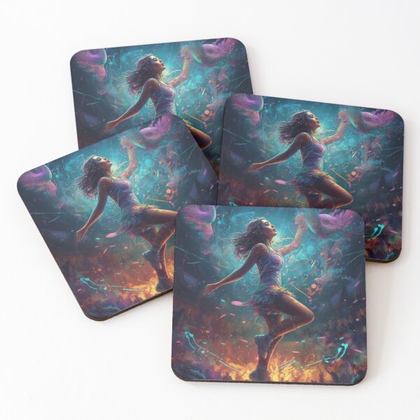 Item preview, dancing cheerleader girl, psychedelic vibrant artwork, charming wall art, photo print, art print, lush poster  designed and sold by VilescytheArt.
