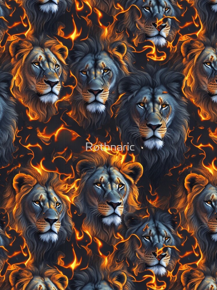 Aperçu 4 sur 4. Coque iPhone avec l'œuvre Lion heads in flames pattern créée et vendue par Rothnaric.