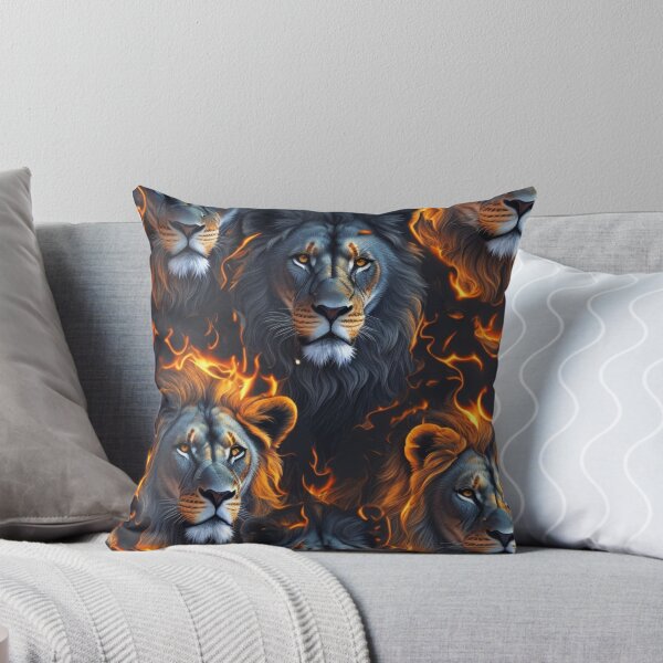 Aperçu de l'œuvre Lion heads in flames pattern créée et vendue par Rothnaric.
