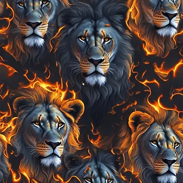 Aperçu de l'œuvre Lion heads in flames pattern de Rothnaric