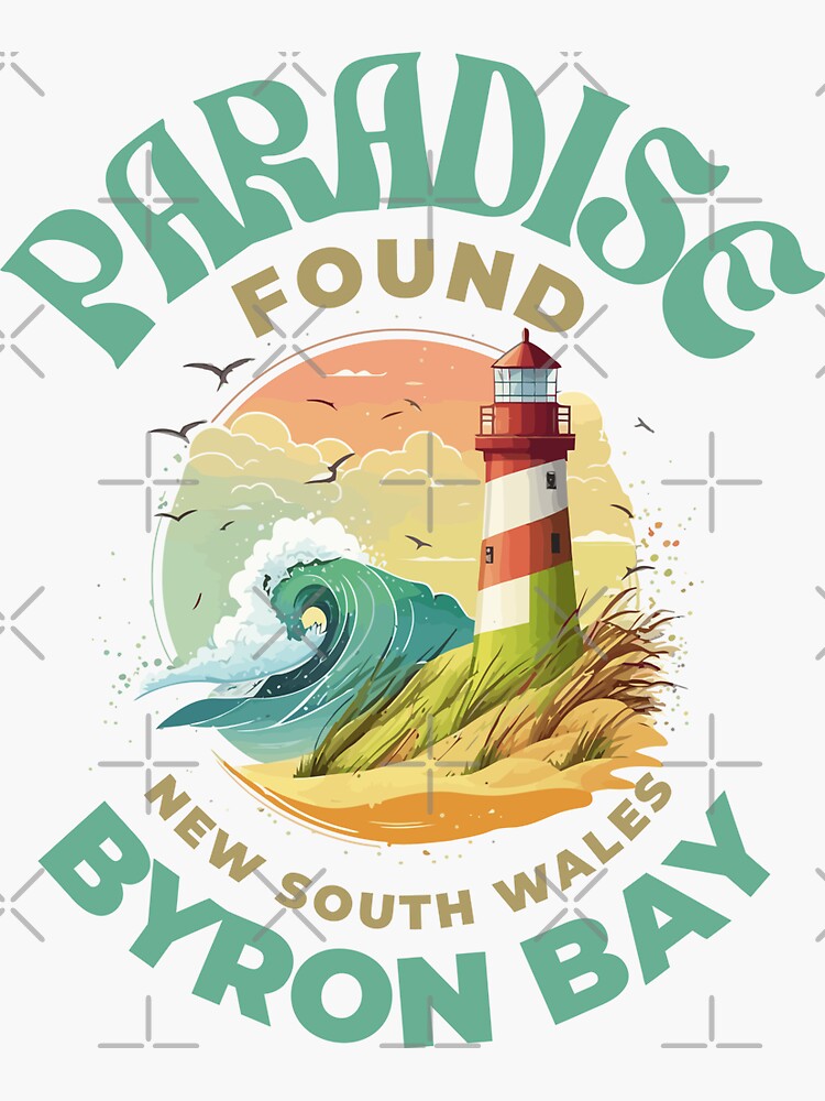 Thumbnail 3 of 3, Sticker, Beautiful Byron Bay lighthouse designed and sold by CyberYogi.