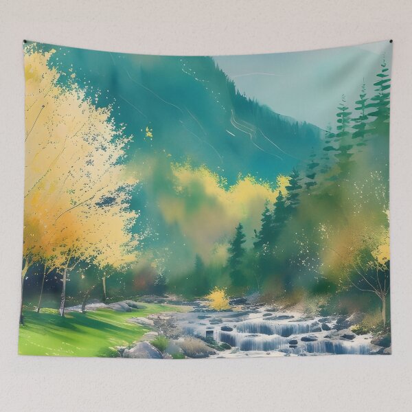 Item preview, Watercolor Mountain Landscape - Impressionism and Chinese painting designed and sold by joejiing.