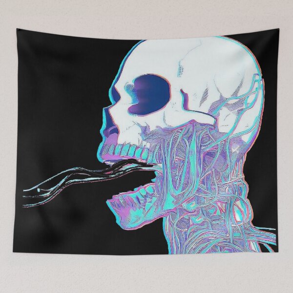 Item preview, Spooky Retro glitch cyborg skull vaporwave designed and sold by TomFrontierArt.
