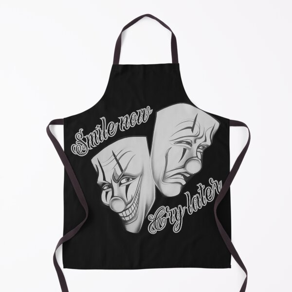 Item preview, Laugh now, cry later: Contrasting clown masks, one laughing and the other sad. Tattoo style. designed and sold by MonstersVariety.