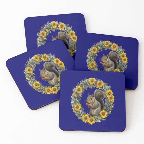 Item preview, Gray Squirrel With Yellow Flower Wreath Kentucky State Tattoo Art designed and sold by taiche.