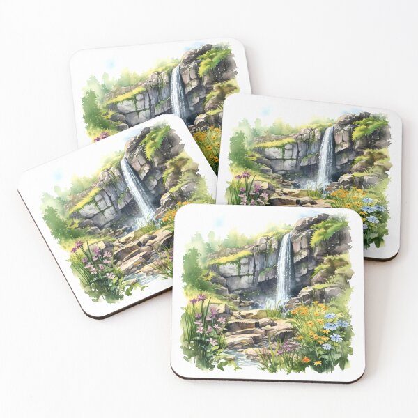 Item preview, Picturesque Waterfall Clipart, Scenic Beauty, Captivating Cascade, Breathtaking Falls, Majestic Water, Nature's Wonder, Picturesque View designed and sold by CoolorPaint.