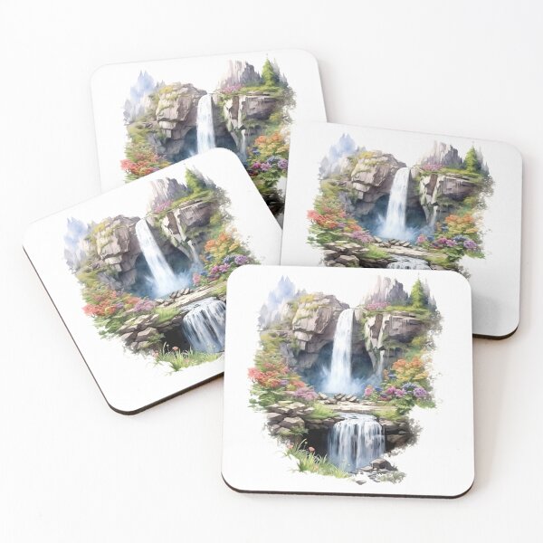 Item preview, Picturesque Waterfall Clipart, Scenic Beauty, Captivating Cascade, Breathtaking Falls, Majestic Water, Nature's Wonder, Picturesque View designed and sold by CoolorPaint.