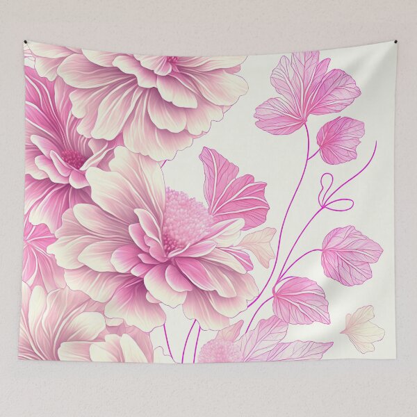Item preview, Whispering Petals: Pink Flowers on a White Background designed and sold by cece4410.