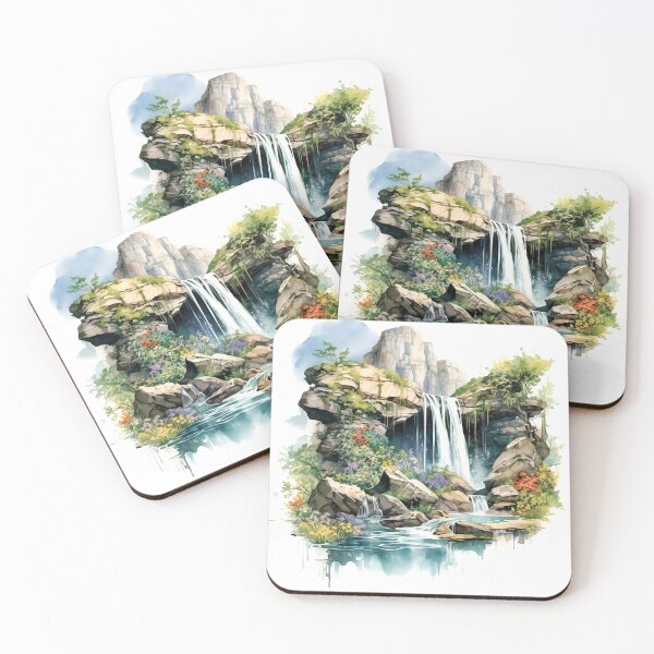 Item preview, Picturesque Waterfall Clipart, Scenic Beauty, Captivating Cascade, Breathtaking Falls, Majestic Water, Nature's Wonder, Picturesque View designed and sold by CoolorPaint.