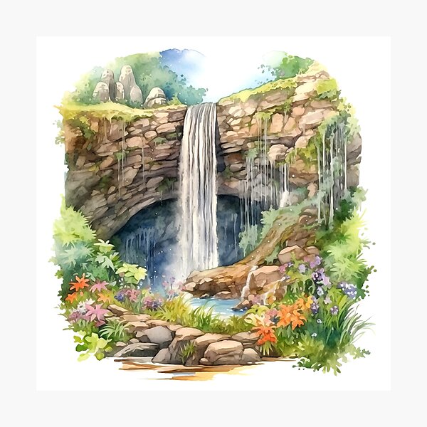 絵画 Spectacular Waterfall Amazon.com: Bob Ross Spectacular Waterfall Art Print
