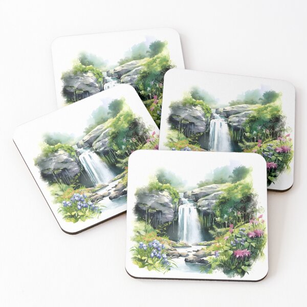 Item preview, Picturesque Waterfall Clipart, Scenic Beauty, Captivating Cascade, Breathtaking Falls, Majestic Water, Nature's Wonder, Picturesque View designed and sold by CoolorPaint.