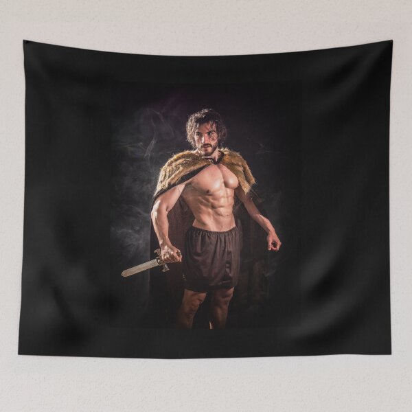 Item preview, Brutal viking man in fur cloak with sword designed and sold by Mercurius-M.