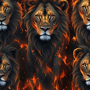 Aperçu de l'œuvre Pattern of a few lions walking through flames de Rothnaric
