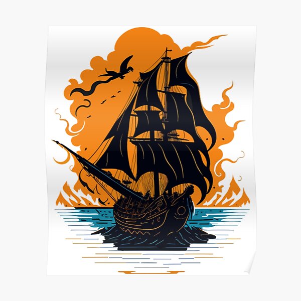 Skull Pirate Cartoon ship boat one eyed' Unisex Premium T-Shirt