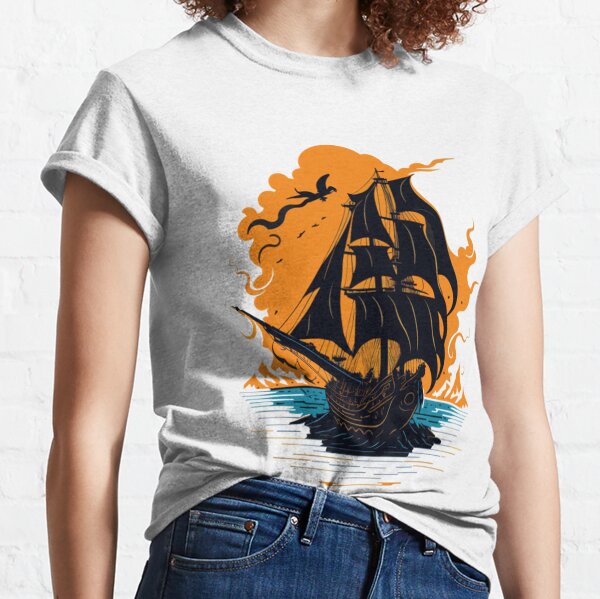 Pirate Ship Artwork - Vintage T-Shirt