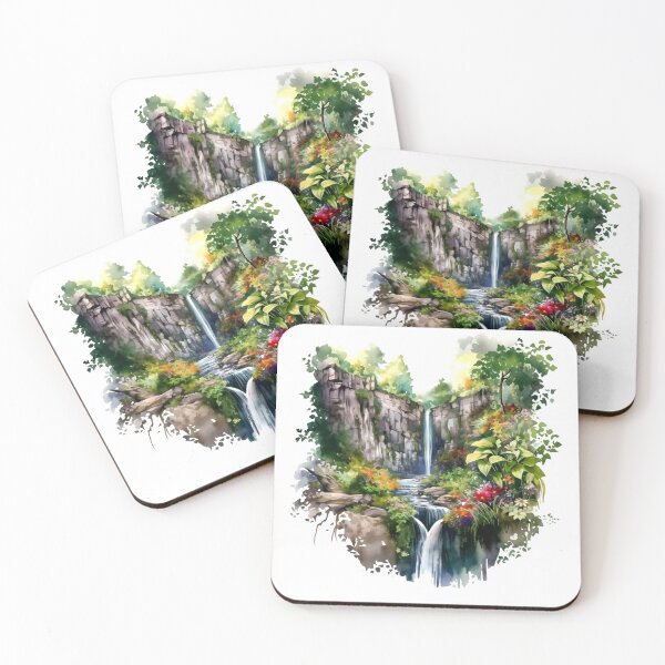 Item preview, Picturesque Waterfall Clipart, Scenic Beauty, Captivating Cascade, Breathtaking Falls, Majestic Water, Nature's Wonder, Picturesque View designed and sold by CoolorPaint.