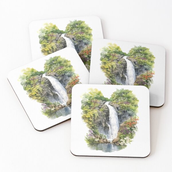 Item preview, Picturesque Waterfall Clipart, Scenic Beauty, Captivating Cascade, Breathtaking Falls, Majestic Water, Nature's Wonder, Picturesque View designed and sold by CoolorPaint.