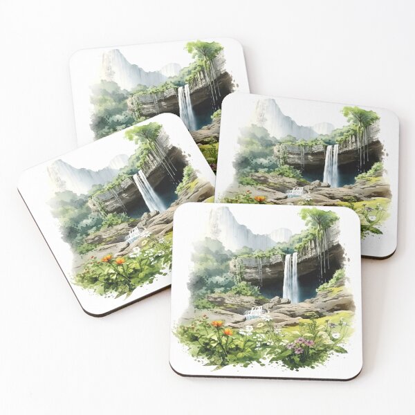 Item preview, Picturesque Waterfall Clipart, Scenic Beauty, Captivating Cascade, Breathtaking Falls, Majestic Water, Nature's Wonder, Picturesque View designed and sold by CoolorPaint.
