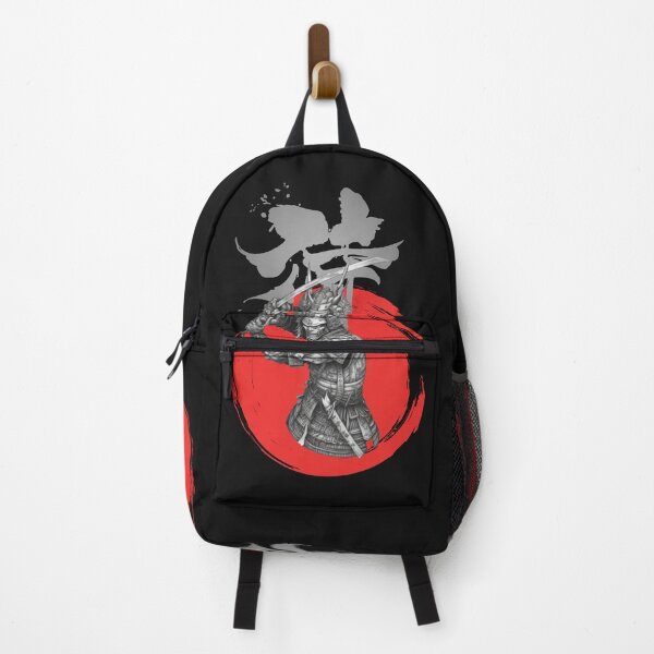 Item preview, Samurai with katana tattoo style on red circle and gray Japanese letter that represents the samurai. designed and sold by MonstersVariety.