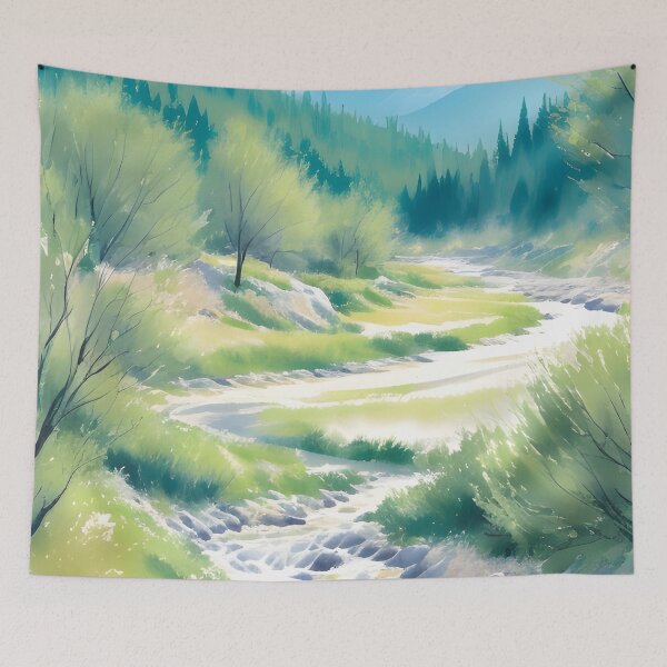 Item preview, Watercolor Mountain Landscape - Impressionism and Chinese painting designed and sold by joejiing.