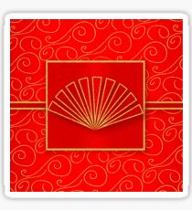 Chinese New Year in Swirls of Gold and Traditional Red Sticker