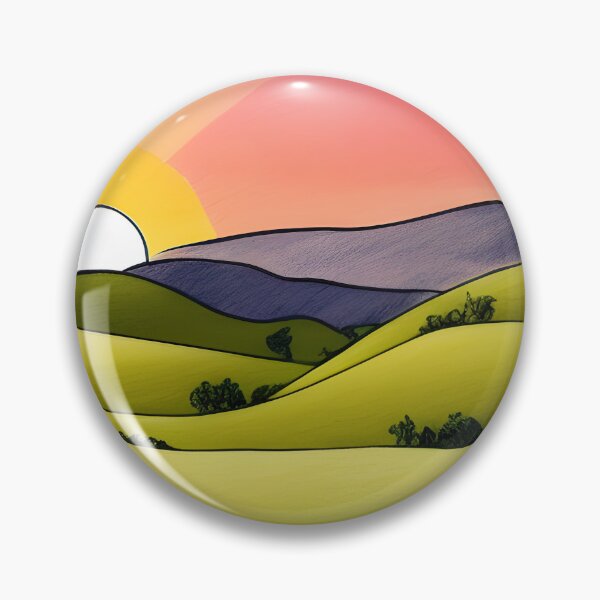 Item preview, Bright illustration of colorful countryside landscape in sunset time designed and sold by Mercurius-M.