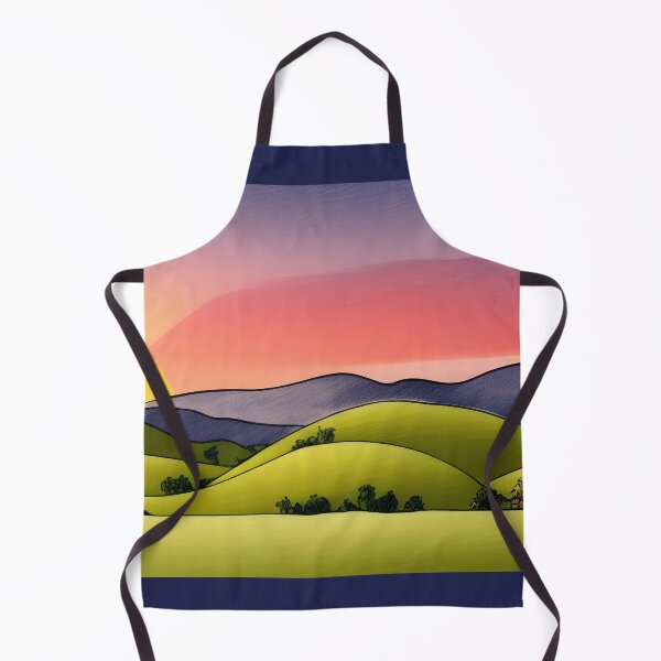 Item preview, Bright illustration of colorful countryside landscape in sunset time designed and sold by Mercurius-M.