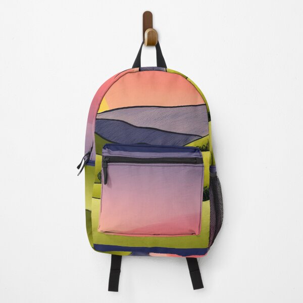 Item preview, Bright illustration of colorful countryside landscape in sunset time designed and sold by Mercurius-M.