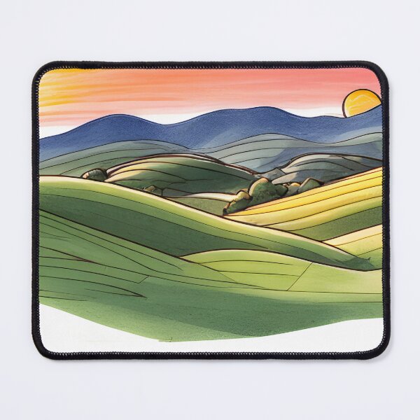 Item preview, Bright illustration of colorful countryside landscape in sunset time designed and sold by Mercurius-M.