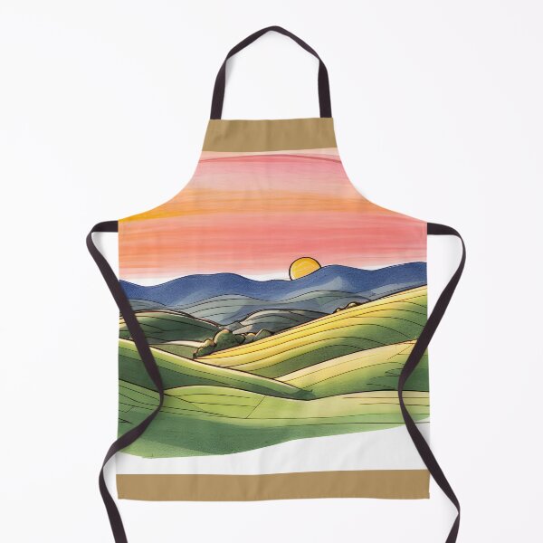 Item preview, Bright illustration of colorful countryside landscape in sunset time designed and sold by Mercurius-M.