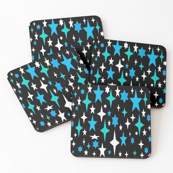 Item preview, Mid-century Atomic Stars Turquoise Blue Retro  designed and sold by 2sweetsDesign.