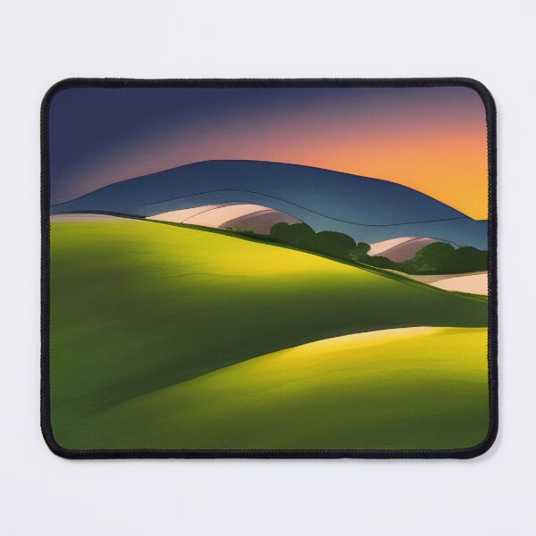 Item preview, Bright illustration of colorful countryside landscape in sunset time designed and sold by Mercurius-M.