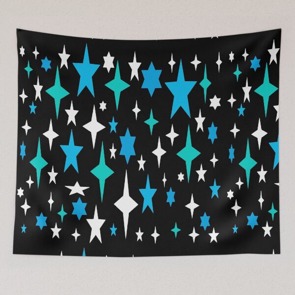 Item preview, Mid-century Atomic Stars Turquoise Blue Retro  designed and sold by 2sweetsDesign.