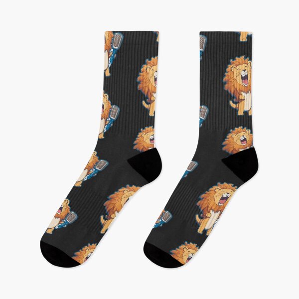 Item preview, Lion is singing and rocking, rock and roll. Kawaii art designed and sold by The Animal Stuff.
