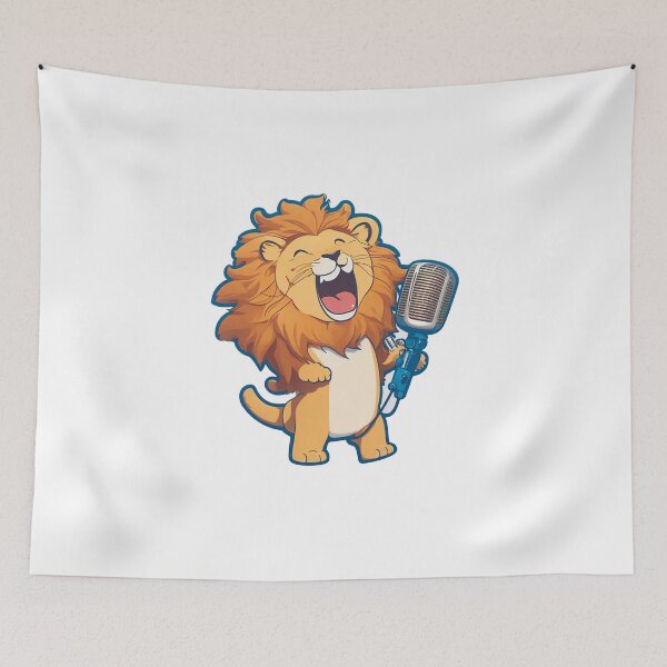 Item preview, Lion is singing and rocking, rock and roll. Kawaii art designed and sold by The Animal Stuff.