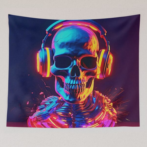 Item preview, Skull Wearing Headphones | DJ Skeleton designed and sold by CoolHippoQuotes.