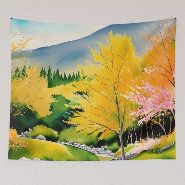 Item preview, Watercolor Mountain Landscape - Impressionism and Chinese painting designed and sold by joejiing.