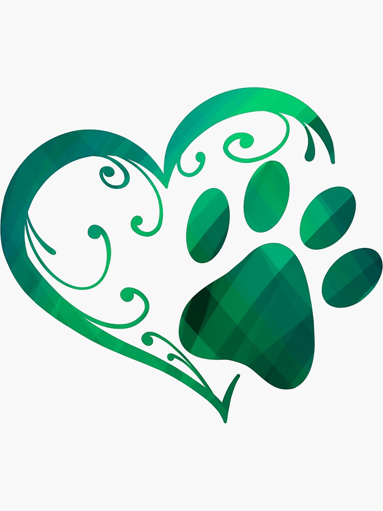 Dog Paw Print Heart Sticker for Sale by CuteTattoo