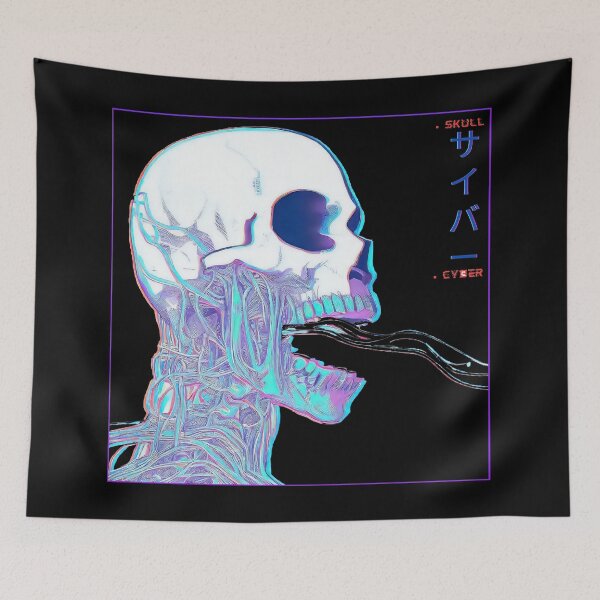 Item preview, Spooky Retro glitch cyborg skull vaporwave designed and sold by TomFrontierArt.