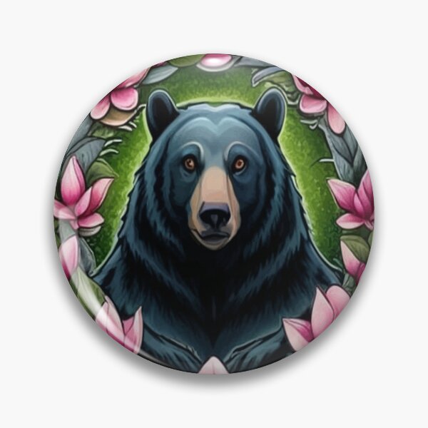 Item preview, Black Bear With Magnolia Wreath Louisiana State Tattoo Art designed and sold by taiche.