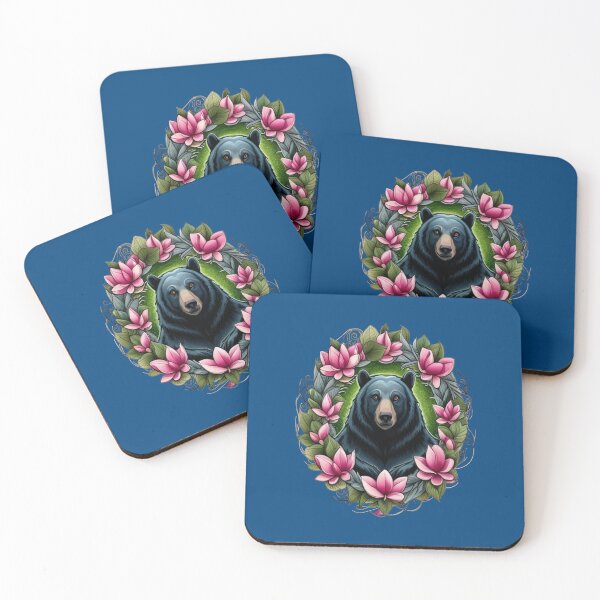 Item preview, Black Bear With Magnolia Wreath Louisiana State Tattoo Art designed and sold by taiche.