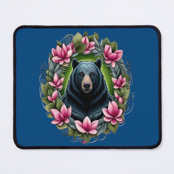Item preview, Black Bear With Magnolia Wreath Louisiana State Tattoo Art designed and sold by taiche.