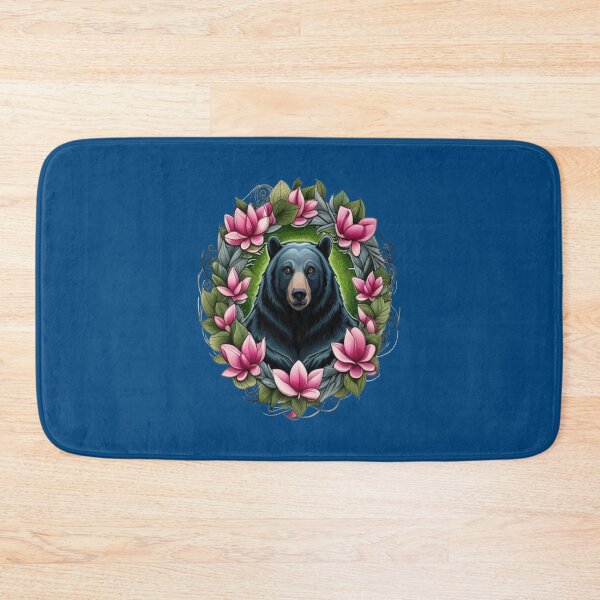 Item preview, Black Bear With Magnolia Wreath Louisiana State Tattoo Art designed and sold by taiche.